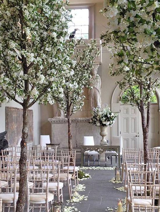 White Wedding Blossom Trees